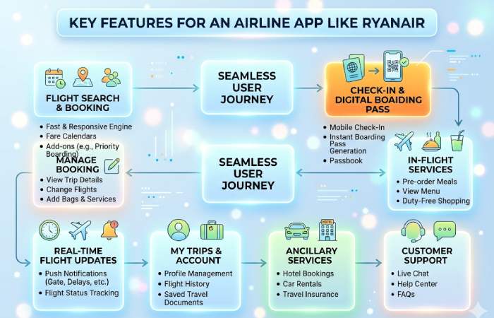 key features to make an airline app like ryanair