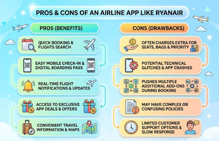 pros and cons of airline app like ryanair